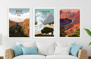 Yellowstone National Park Poster, Wyoming, Unframed Map World Vibe Studio 