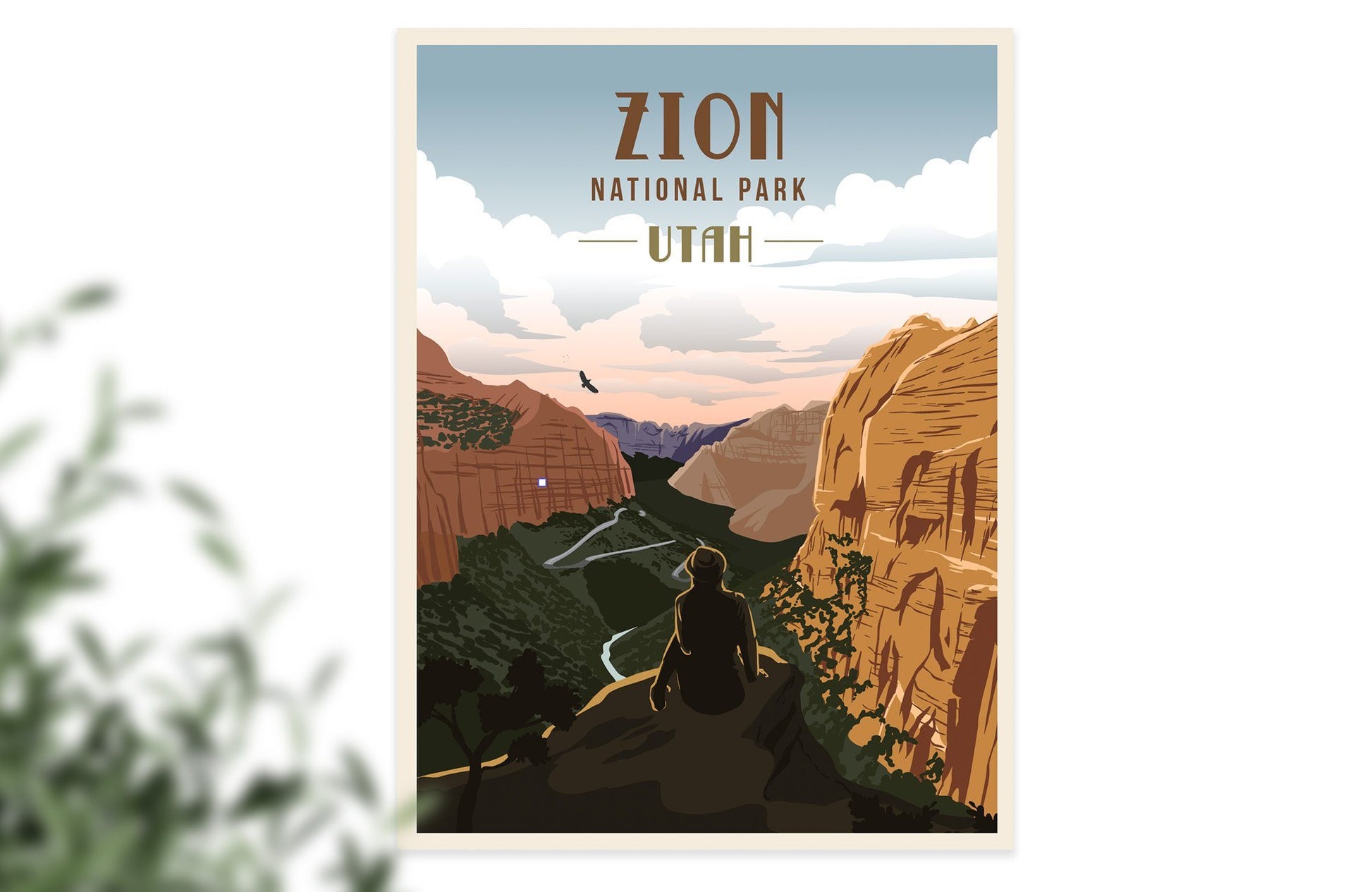 Zion National Park, National Park Poster, Unframed Map World Vibe Studio 
